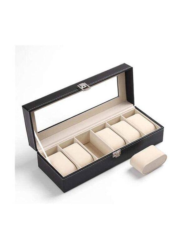 Generic 6 Slots Watch Box Lockable Display Case with Real Glass Black Faux Leather Storage, Black
Generic 6 Slots Watch Box Lockable Display Case with Real Glass Black Faux Leather Storage, Black