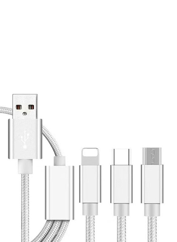 Generic 1.5-Meter 3-In-1 Charging Cable, USB Type A to Type-C/Lightning/Micro USB Cable, Silver
Generic 1.5-Meter 3-In-1 Charging Cable, USB Type A to Type-C/Lightning/Micro USB Cable, Silver