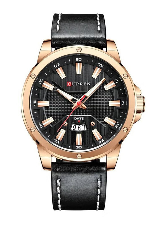 Curren Stylish Analog Watch for Men with Leather Band & Date Display, Water Resistant, 8376, Black-Black/Gold
Curren Stylish Analog Watch for Men with Leather Band & Date Display, Water Resistant, 8376, Black-Black/Gold