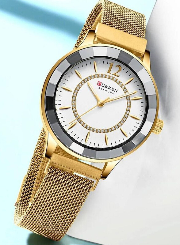 Curren Analog Watch for Women with Stainless Steel Band, Water Resistant, Gold-White
Curren Analog Watch for Women with Stainless Steel Band, Water Resistant, Gold-White