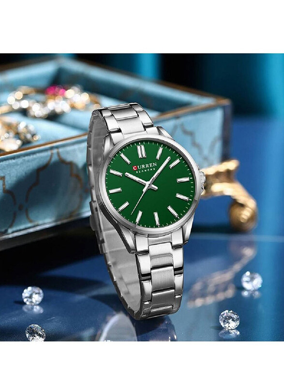 Curren New Fashion Classic Analog Watch for Women with Stainless Steel Band, Water Resistant, Silver-Green
Curren New Fashion Classic Analog Watch for Women with Stainless Steel Band, Water Resistant, Silver-Green