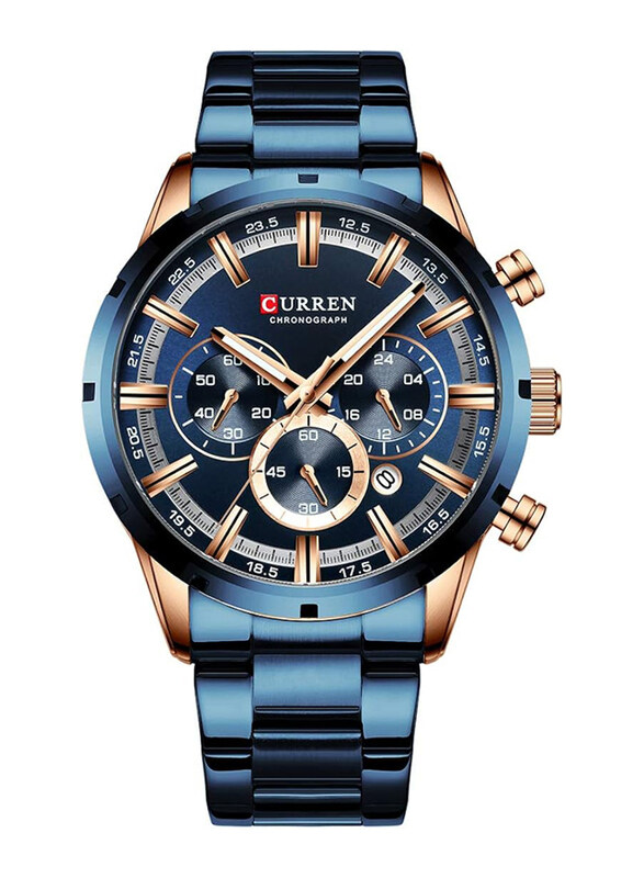 Curren Analog Watch for Men with Stainless Steel Band, Water Resistant and Chronograph, J4244BL, Blue
Curren Analog Watch for Men with Stainless Steel Band, Water Resistant and Chronograph, J4244BL, Blue