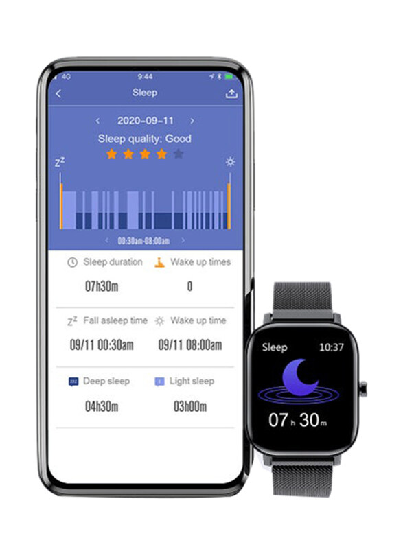 Kkmoon Full Touch Screen Smartwatch with Bluetooth Calling, 60 Modes, Blood Pressure, Heart Rate, Sleep Monitor and IP68 Waterproof, Black
Kkmoon Full Touch Screen Smartwatch with Bluetooth Calling, 60 Modes, Blood Pressure, Heart Rate, Sleep Monitor and IP68 Waterproof, Black