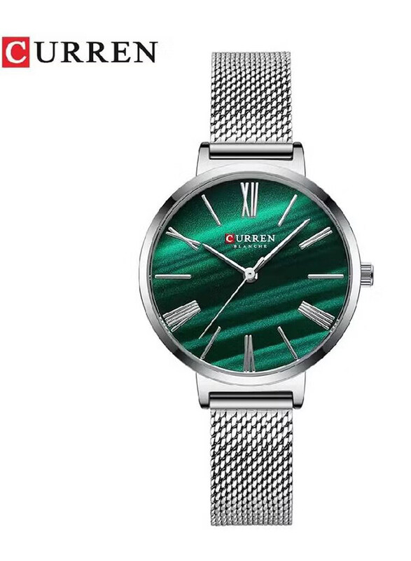 Curren Analog Quartz Watch for Women with Stainless Steel Band, Water Resistant, 9076, Silver-Green
Curren Analog Quartz Watch for Women with Stainless Steel Band, Water Resistant, 9076, Silver-Green