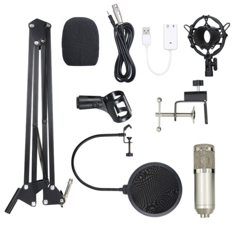 Generic Condenser Microphone Lit Pro Audio Studio Recording & Brocasting Adjustable Mic Suspension Scissor Arm Pop Filter, BM800, Silver/Grey
Generic Condenser Microphone Lit Pro Audio Studio Recording & Brocasting Adjustable Mic Suspension Scissor Arm Pop Filter, BM800, Silver/Grey