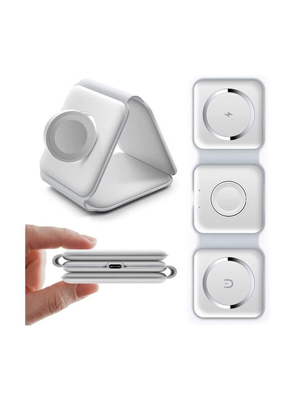 XiuWoo 3 in 1 Foldable Ultra-Thin Mobile Phone Watch Wireless Stand Charger, White
XiuWoo 3 in 1 Foldable Ultra-Thin Mobile Phone Watch Wireless Stand Charger, White
