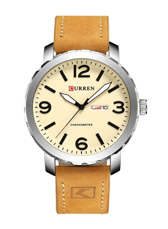 Curren Analog Watch for Men with Leather Band, Water Resistant, 8273, Brown-Beige
Curren Analog Watch for Men with Leather Band, Water Resistant, 8273, Brown-Beige