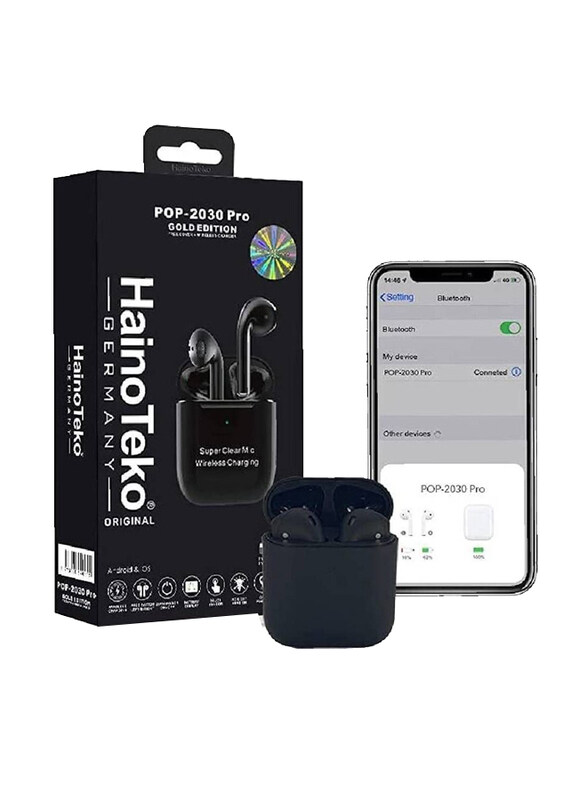 Haino Teko Germany POP-2030 In-Ear Wireless Earbuds with Free Cover & Wireless Charger, Black
Haino Teko Germany POP-2030 In-Ear Wireless Earbuds with Free Cover & Wireless Charger, Black