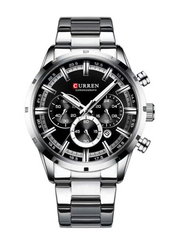 Curren Analog Chronograph Watch Men with Stainless Steel, Water Resistant, 8355, Silver-Black
Curren Analog Chronograph Watch Men with Stainless Steel, Water Resistant, 8355, Silver-Black