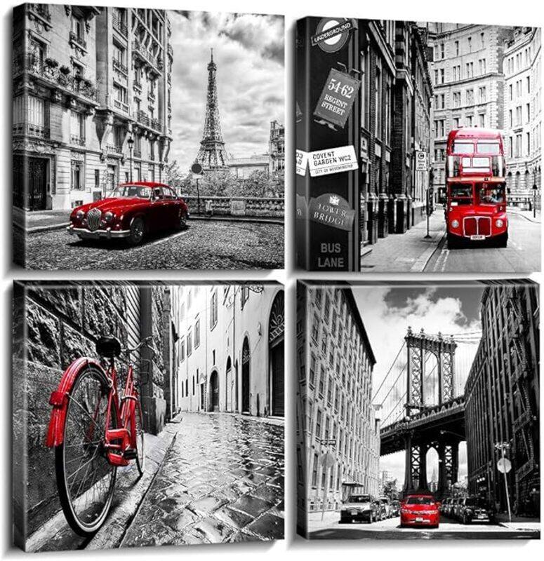 Sunfrower Eiffel Tower Broooklyn Bridge City Artwork Framed Modern Landscape Canvas Wall Art Poster, 4 Pieces, Multicolour
Sunfrower Eiffel Tower Broooklyn Bridge City Artwork Framed Modern Landscape Canvas Wall Art Poster, 4 Pieces, Multicolour