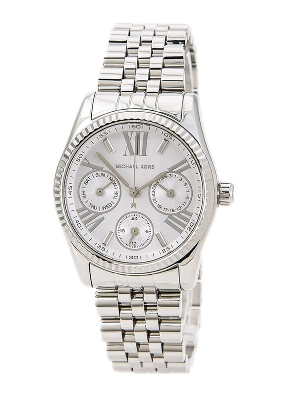 Michael Kors Mini Lexington Analog Watch for Women with Stainless Steel Band, Water Resistant and Chronograph, MK5807, Silver-Silver
Michael Kors Mini Lexington Analog Watch for Women with Stainless Steel Band, Water Resistant and Chronograph, MK5807, Silver-Silver