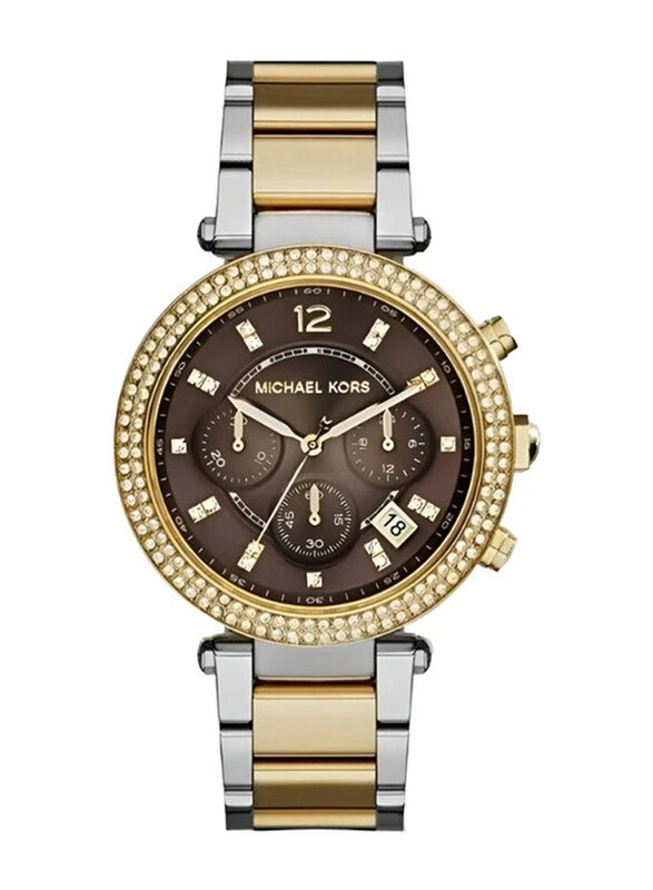 Michael Kors Analog Watch for Women with Stainless Steel Band, Water Resistant and Chronograph, MK6118, Silver-Brown
Michael Kors Analog Watch for Women with Stainless Steel Band, Water Resistant and Chronograph, MK6118, Silver-Brown