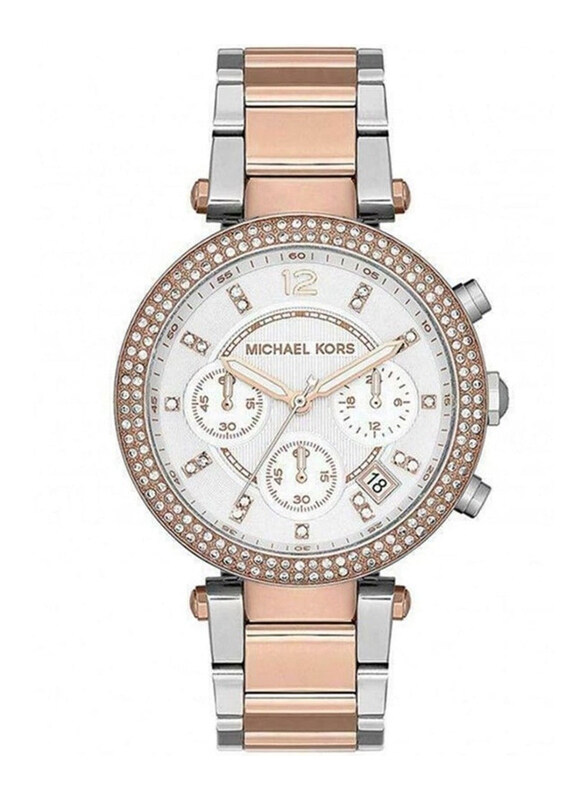 Michael Kors Analog Watch for Women with Metal Band, Water Resistant and Chronograph, MK5820, Silver/Rose Gold-White
Michael Kors Analog Watch for Women with Metal Band, Water Resistant and Chronograph, MK5820, Silver/Rose Gold-White