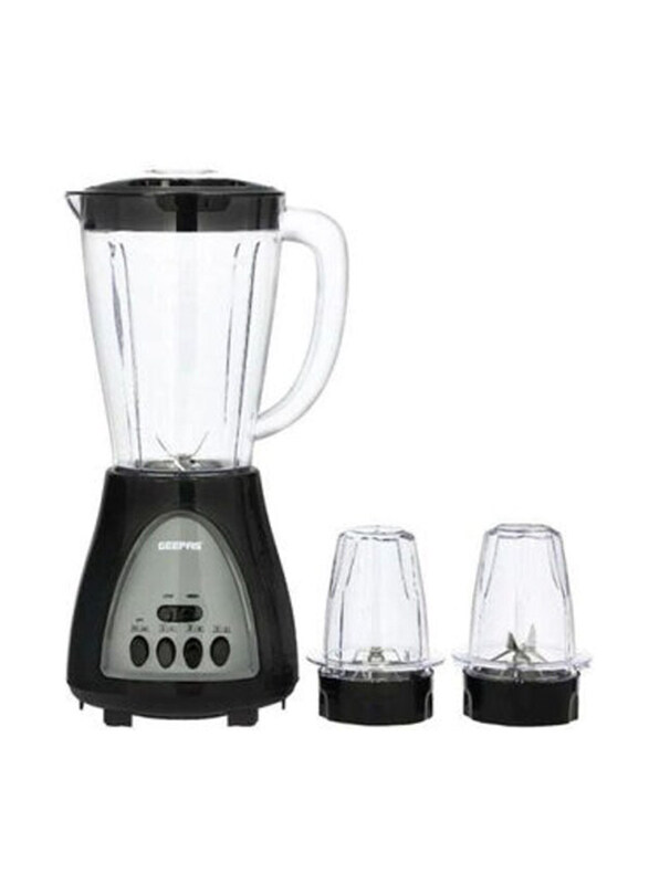 Geepas 1.5L 3-In-1 Blender with Stainless Steel Cutting Blades, Six Speed + Pulse Function, Juice Extractor & Ice Crusher, 400W, GSB44034, Black
Geepas 1.5L 3-In-1 Blender with Stainless Steel Cutting Blades, Six Speed + Pulse Function, Juice Extractor & Ice Crusher, 400W, GSB44034, Black