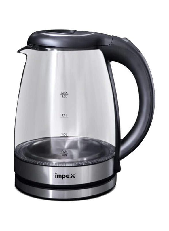 Impex 1.8L Stainless Steel Electric Kettle with 360 Degree Rotating Base Steamer, 1500W, Clear/Black
Impex 1.8L Stainless Steel Electric Kettle with 360 Degree Rotating Base Steamer, 1500W, Clear/Black