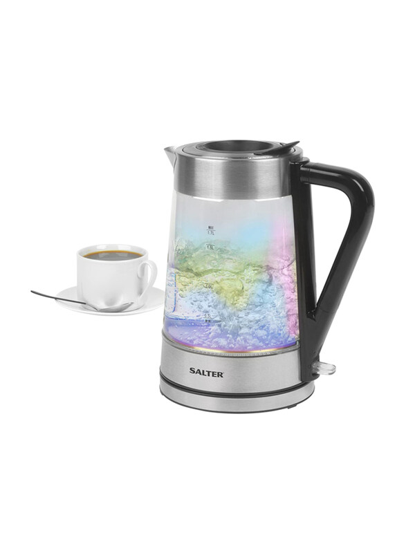Salter 1.7L Glass Electric Kettle with Iridescent Finish, 2200W, EK5078IR, Clear/Silver
Salter 1.7L Glass Electric Kettle with Iridescent Finish, 2200W, EK5078IR, Clear/Silver