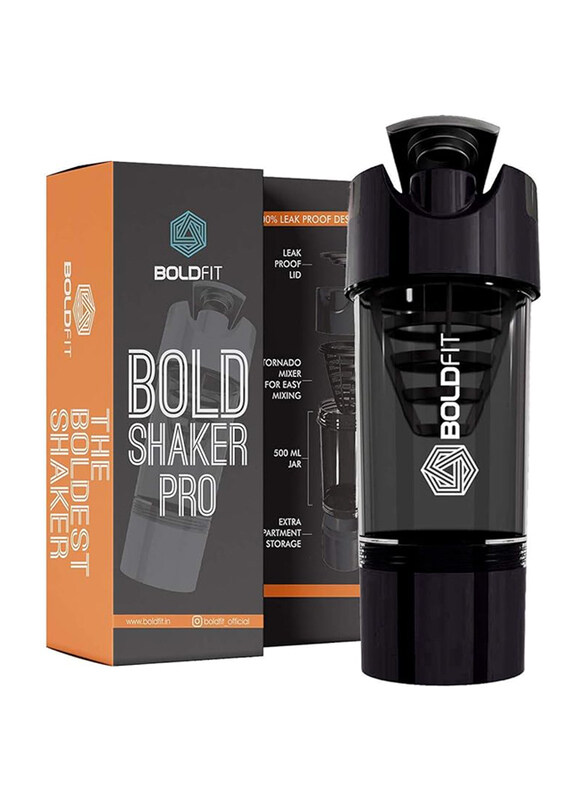Boldfit 500ml Plastic Gym Shaker Pro Cyclone Shaker with Extra Compartment, Black
Boldfit 500ml Plastic Gym Shaker Pro Cyclone Shaker with Extra Compartment, Black