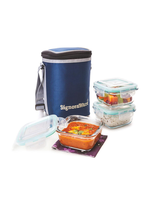 Signoraware Director High Borosilicate Bakeware Safe Glass Lunch Box Set with Bag, 320ml, Transparent
Signoraware Director High Borosilicate Bakeware Safe Glass Lunch Box Set with Bag, 320ml, Transparent