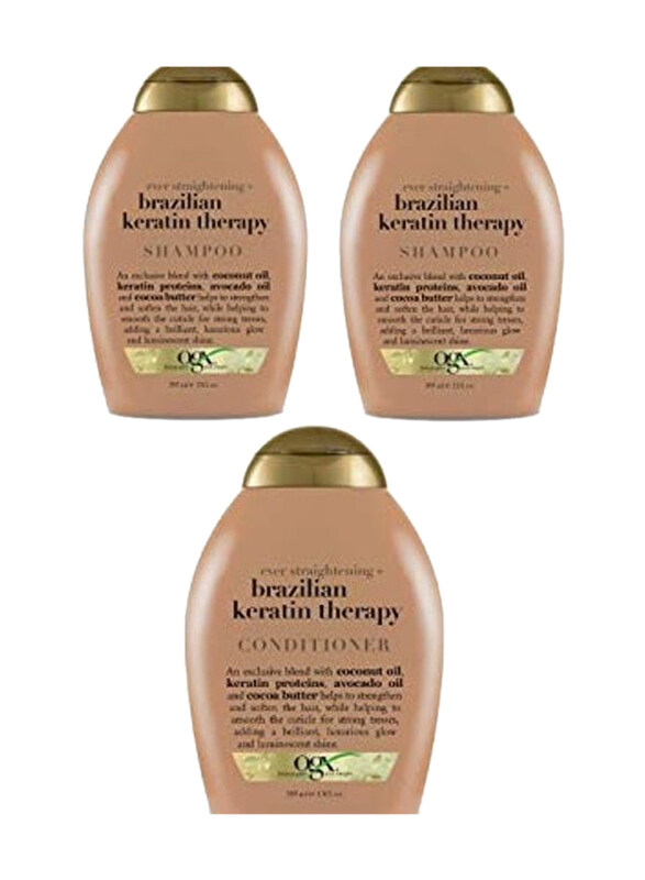Ogx Brazilian Keratin Therapy Shampoo With Conditioner for All Hair Types, 2x385ml
Ogx Brazilian Keratin Therapy Shampoo With Conditioner for All Hair Types, 2x385ml