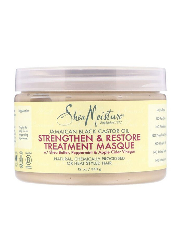 Shea Moisture Jamaican Black Castor Oil Strengthen & Restore Treatment Masque for Damaged Hair, 340g
Shea Moisture Jamaican Black Castor Oil Strengthen & Restore Treatment Masque for Damaged Hair, 340g