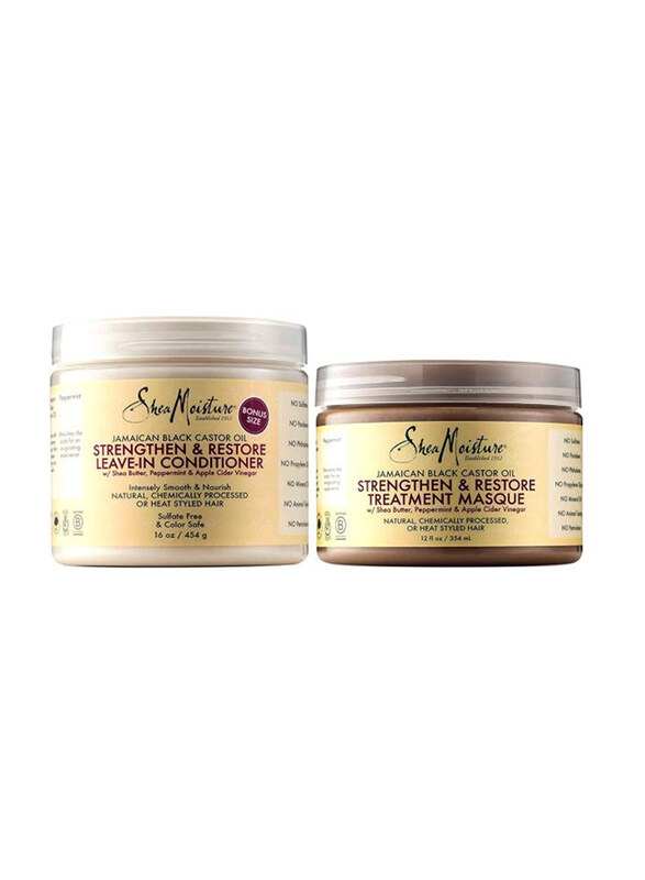 Shea Moisture Strengthen & Restore 454g Leave-in Conditioner and 354ml Treatment Masque, Set
Shea Moisture Strengthen & Restore 454g Leave-in Conditioner and 354ml Treatment Masque, Set