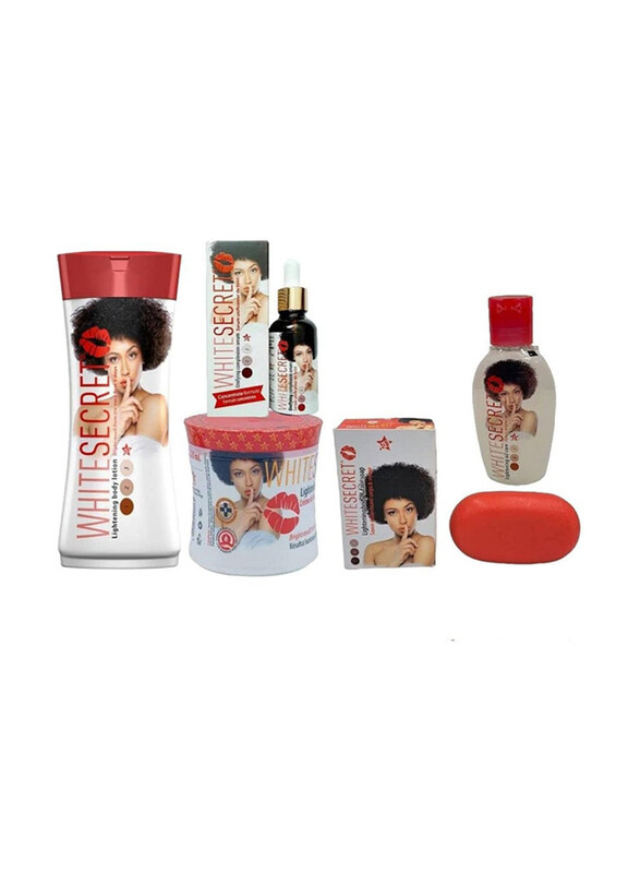 White Secret Lightening Set with Body Lotion, Cream, Oil, Soap and Serum, 5 Piece
White Secret Lightening Set with Body Lotion, Cream, Oil, Soap and Serum, 5 Piece