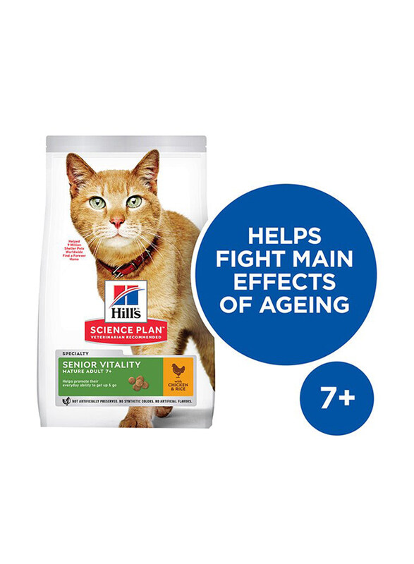 Hill's Science Plan Senior Vitality Mature Adult 7+ Cat Food with Chicken & Rice, 300g
Hill's Science Plan Senior Vitality Mature Adult 7+ Cat Food with Chicken & Rice, 300g