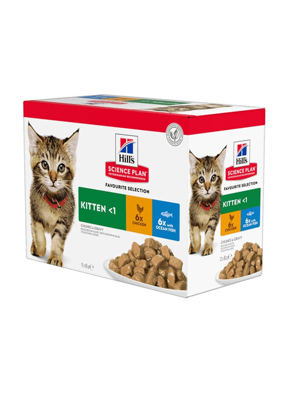 Hill's Science Plan Kitten Chicken & Ocean Fish Pouch Wet Food for Cats, 12 x 85g
Hill's Science Plan Kitten Chicken & Ocean Fish Pouch Wet Food for Cats, 12 x 85g