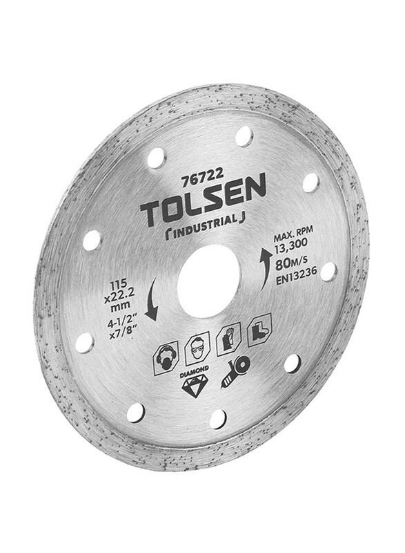 Tolsen Diamond Cutting Tools Blade (Industrial), 115(4-1/2")X22.2mm, 76722, Silver
Tolsen Diamond Cutting Tools Blade (Industrial), 115(4-1/2")X22.2mm, 76722, Silver