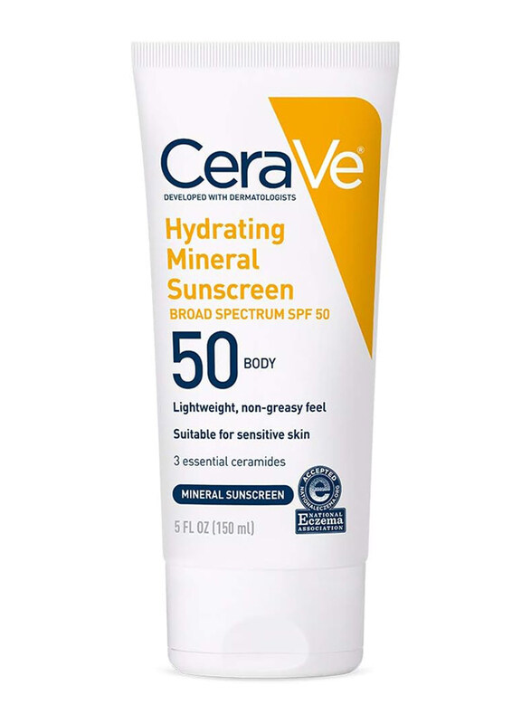 Cerave 100% Mineral Sunscreen SPF 50 Body Sunscreen with Zinc Oxide & Titanium Dioxide for Sensitive Skin, 5oz
Cerave 100% Mineral Sunscreen SPF 50 Body Sunscreen with Zinc Oxide & Titanium Dioxide for Sensitive Skin, 5oz