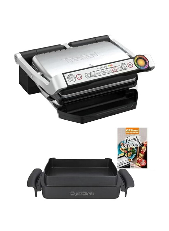 Tefal OptiGrill+ 6 Program Non-stick Cast Aluminium Electric Contact Grill + Snacking Baking Tray + Recipe Book, 2000W, GC712D/XA7258, Black/Silver
Tefal OptiGrill+ 6 Program Non-stick Cast Aluminium Electric Contact Grill + Snacking Baking Tray + Recipe Book, 2000W, GC712D/XA7258, Black/Silver