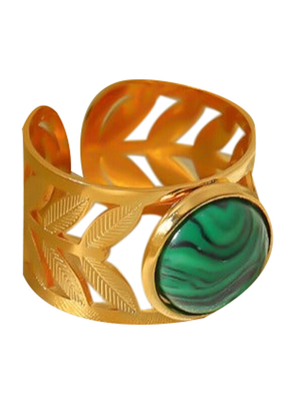 Generic 18k Gold French Style Ring Natural Malachite Adjustable Size, JDR201950, Gold
Generic 18k Gold French Style Ring Natural Malachite Adjustable Size, JDR201950, Gold