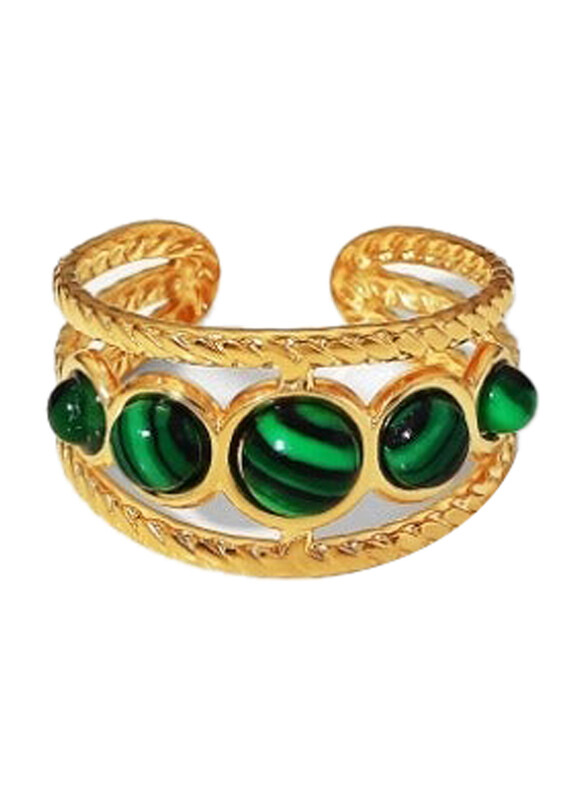 Generic 18k Gold French Style Ring Natural Malachite Adjustable Size, JDR201780, Gold
Generic 18k Gold French Style Ring Natural Malachite Adjustable Size, JDR201780, Gold