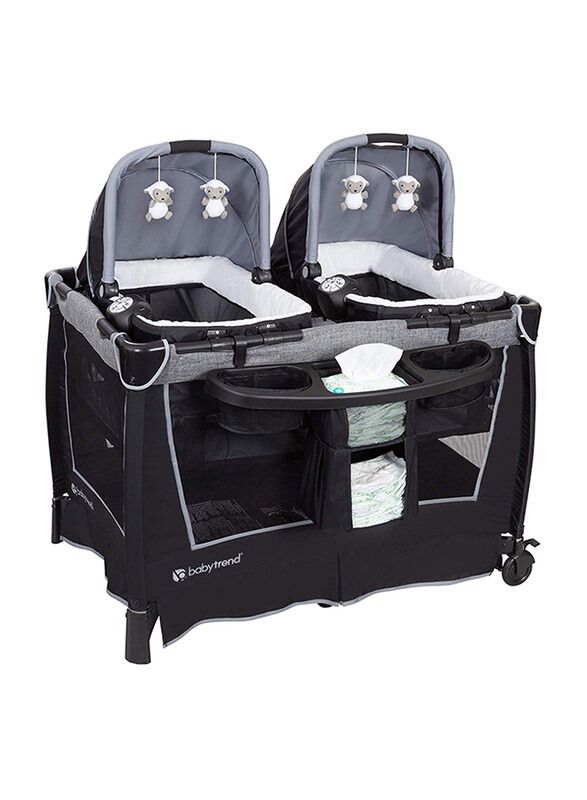Baby Trend Retreat Twins Nursery Center Play Yard with Bassinet, Quarry, Black/Grey
Baby Trend Retreat Twins Nursery Center Play Yard with Bassinet, Quarry, Black/Grey