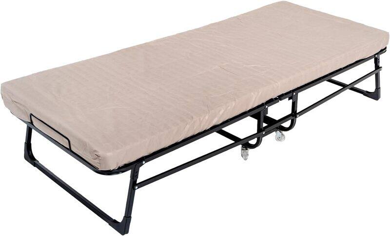 Just Bed Rollaway Bed, 8cm Foam Mattress, Metal Frame on Wheels Includes Headboard,Duvet Cover, Pillow, Flat Sheet & Pillow Cover Beige
Just Bed Rollaway Bed, 8cm Foam Mattress, Metal Frame on Wheels Includes Headboard,Duvet Cover, Pillow, Flat Sheet & Pillow Cover Beige