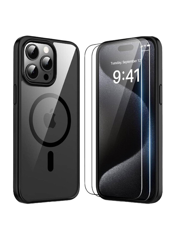 Generic Apple iPhone 15 Pro Max Protective Wireless Charging Mobile Phone Case Cover with 2 Piece Screen Protector, Black
Generic Apple iPhone 15 Pro Max Protective Wireless Charging Mobile Phone Case Cover with 2 Piece Screen Protector, Black