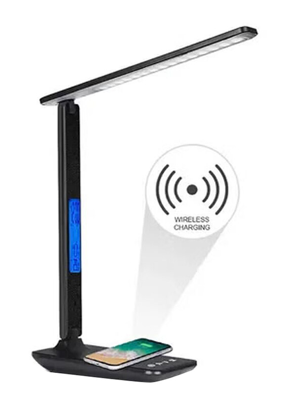 Zoomee Wireless Charging LED Desk Lamp with Calendar, Temperature & Alarm Clock, Black
Zoomee Wireless Charging LED Desk Lamp with Calendar, Temperature & Alarm Clock, Black