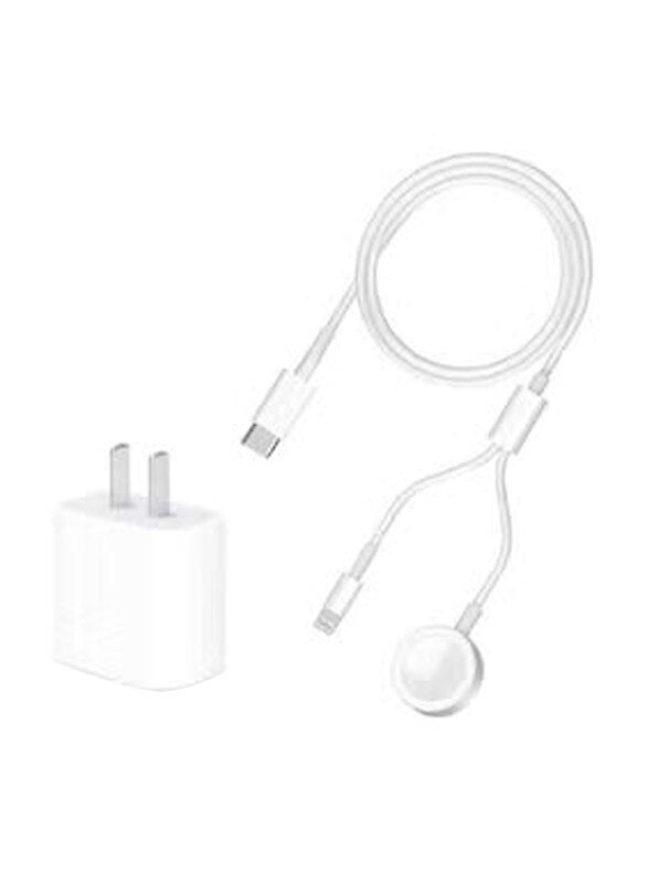 Gennext 20W PD Fast Wall Charge Power Adapter with 2-in-1 iWatch Magnetic Charging Cable for Apple Devices, White
Gennext 20W PD Fast Wall Charge Power Adapter with 2-in-1 iWatch Magnetic Charging Cable for Apple Devices, White