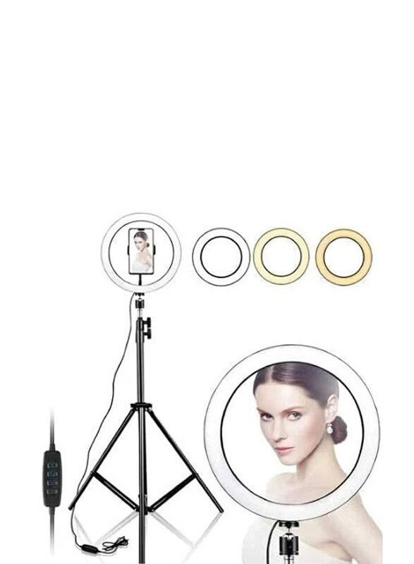 Gennext Universal 10-inch Selfie Ring Light with 210cm Long Tripod Stand & Cell Phone Holder, Black/White
Gennext Universal 10-inch Selfie Ring Light with 210cm Long Tripod Stand & Cell Phone Holder, Black/White