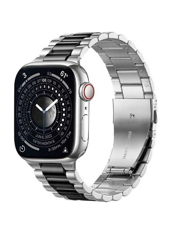 Gennext Replacement Stainless Steel Metal Strap for Apple iWatch Series 8/7/6/5/4/3/2/1/SE/Ultra 49mm/42mm/44mm/45mm, Silver/Black
Gennext Replacement Stainless Steel Metal Strap for Apple iWatch Series 8/7/6/5/4/3/2/1/SE/Ultra 49mm/42mm/44mm/45mm, Silver/Black