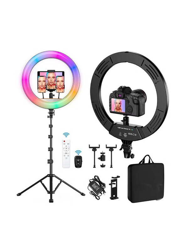 Generic Universal Phone/ iPad 18-inch RGB Ring Light with Camera Selfie Tripod Stand, Black/White
Generic Universal Phone/ iPad 18-inch RGB Ring Light with Camera Selfie Tripod Stand, Black/White