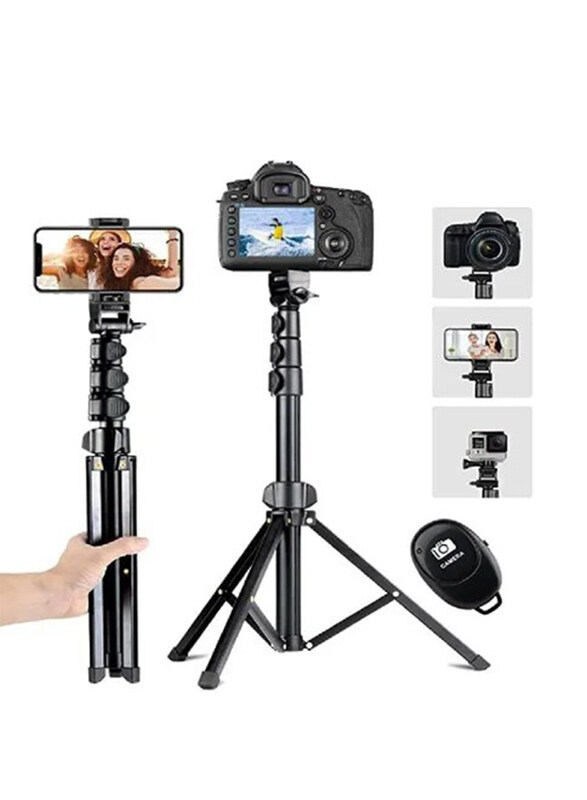 Gennext Selfie Stick Tripod + Eocean 142cm Extendable Tripod Stand with Bluetooth Remote Universal Phone Clip for iPhone/Android/Phone & Small Camera,
Gennext Selfie Stick Tripod + Eocean 142cm Extendable Tripod Stand with Bluetooth Remote Universal Phone Clip for iPhone/Android/Phone & Small Camera,