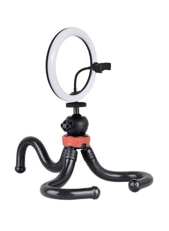 Generic 10 Inch Flexible Rod Aluminium Ball Head LED Selfie Ring Light with Cell Phone Holder, Black/White
Generic 10 Inch Flexible Rod Aluminium Ball Head LED Selfie Ring Light with Cell Phone Holder, Black/White