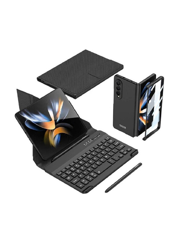 Gennext Samsung Galaxy Z Fold 4 Bluetooth Leather Keyboard Case Cover with Kickstand Wireless Connects Detachable Keyboard, Black
Gennext Samsung Galaxy Z Fold 4 Bluetooth Leather Keyboard Case Cover with Kickstand Wireless Connects Detachable Keyboard, Black