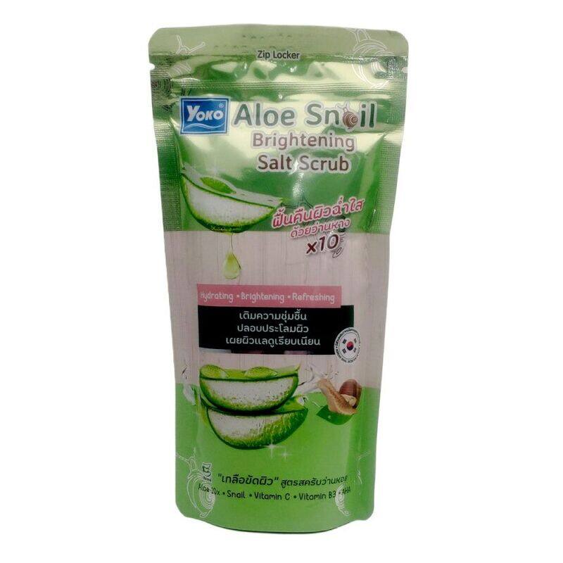 YOKO ALOE SNAIL BRIGHTENING SALT SCRUB 300 g, with Aloe 10X, vitamin c, snail, Vitamin B3 and AHA
YOKO ALOE SNAIL BRIGHTENING SALT SCRUB 300 g, with Aloe 10X, vitamin c, snail, Vitamin B3 and AHA