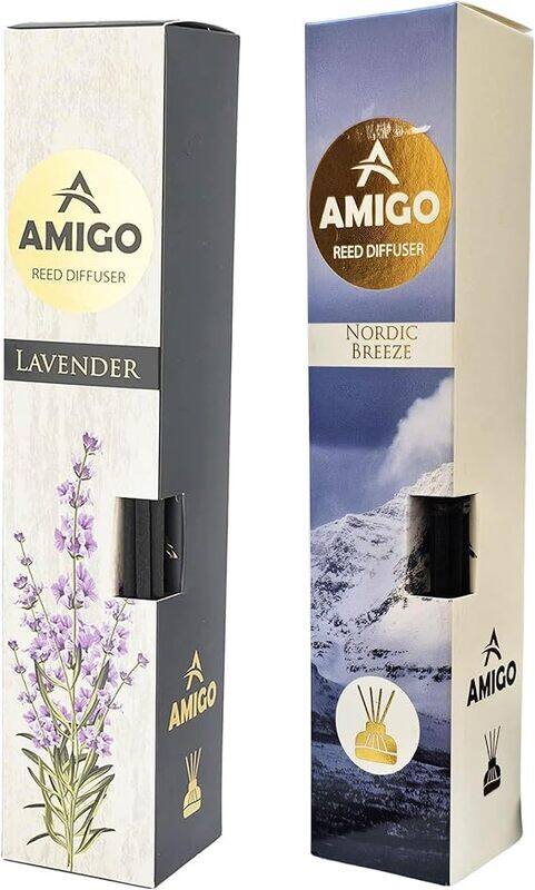Genric Amigo Reed Diffuser Variety Pack, Lavender and Nordic Breeze Pack of 2, 110ml Each, Long-Lasting Home Fragrance
Genric Amigo Reed Diffuser Variety Pack, Lavender and Nordic Breeze Pack of 2, 110ml Each, Long-Lasting Home Fragrance