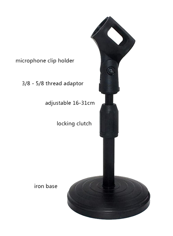 

Generic Microphone Mini Adjustable Stand, Black