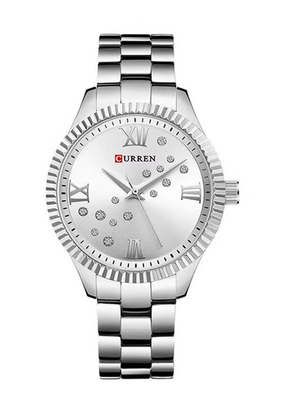 Curren Analog Quartz Watch for Women with Stainless Steel Band, Water Resistant, 9009, Silver
Curren Analog Quartz Watch for Women with Stainless Steel Band, Water Resistant, 9009, Silver