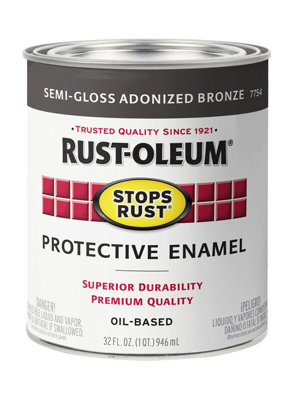 Rust-Oleum Quart Semi-Gloss Stops Rust Protective Enamel Paint, 32oz, Anodized Bronze
Rust-Oleum Quart Semi-Gloss Stops Rust Protective Enamel Paint, 32oz, Anodized Bronze