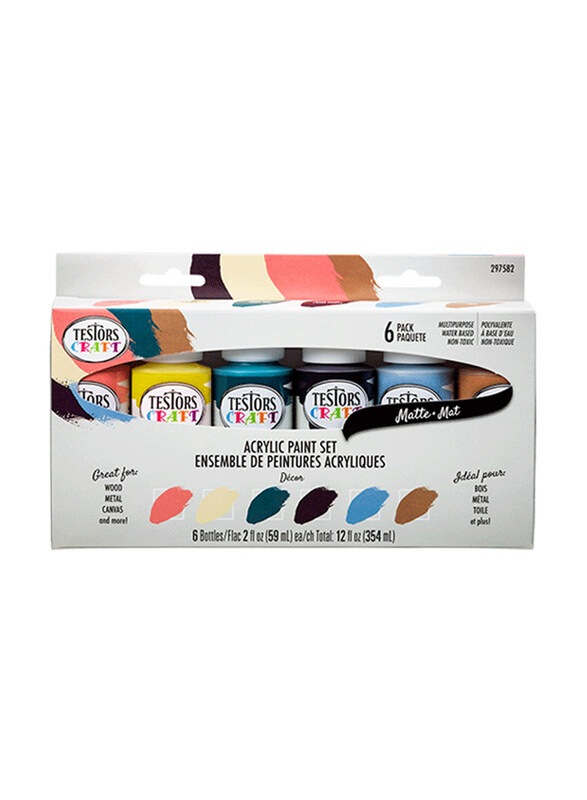 Testors Craft Acrylic Paint Sets, 6 Pack, Coral Cove, French Vanilla, Deep Sea, Dark Plum, Blue Fog, Coffee
Testors Craft Acrylic Paint Sets, 6 Pack, Coral Cove, French Vanilla, Deep Sea, Dark Plum, Blue Fog, Coffee